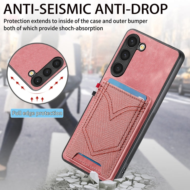 For Samsung Galaxy S25 5G Denim Texture Leather Skin Phone Case with Card Slot(Pink) - Galaxy S25 5G Cases by PMC Jewellery | Online Shopping South Africa | PMC Jewellery | Buy Now Pay Later Mobicred
