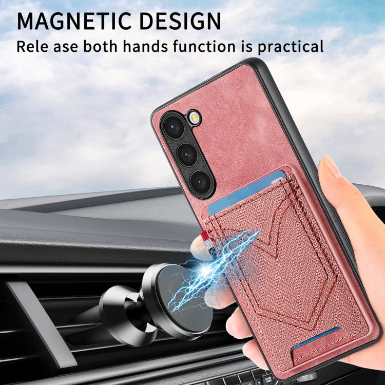 For Samsung Galaxy S25 5G Denim Texture Leather Skin Phone Case with Card Slot(Pink) - Galaxy S25 5G Cases by PMC Jewellery | Online Shopping South Africa | PMC Jewellery | Buy Now Pay Later Mobicred