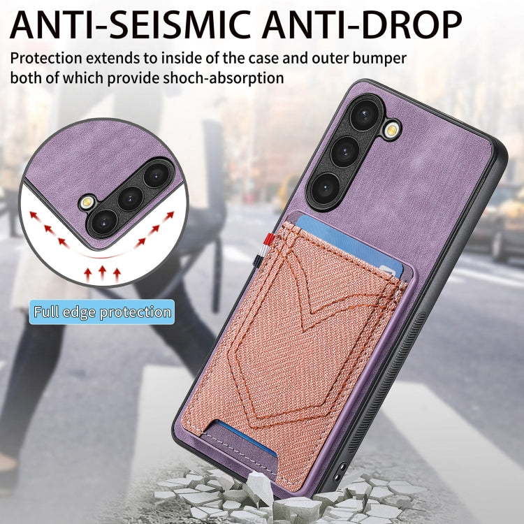 For Samsung Galaxy S25 5G Denim Texture Leather Skin Phone Case with Card Slot(Purple) - Galaxy S25 5G Cases by PMC Jewellery | Online Shopping South Africa | PMC Jewellery | Buy Now Pay Later Mobicred