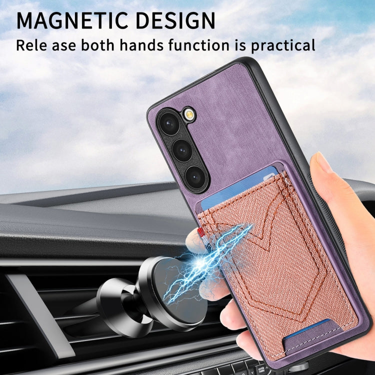 For Samsung Galaxy S25 5G Denim Texture Leather Skin Phone Case with Card Slot(Purple) - Galaxy S25 5G Cases by PMC Jewellery | Online Shopping South Africa | PMC Jewellery | Buy Now Pay Later Mobicred