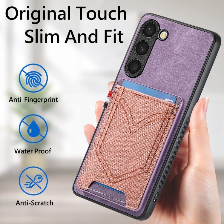 For Samsung Galaxy S25 5G Denim Texture Leather Skin Phone Case with Card Slot(Purple) - Galaxy S25 5G Cases by PMC Jewellery | Online Shopping South Africa | PMC Jewellery | Buy Now Pay Later Mobicred