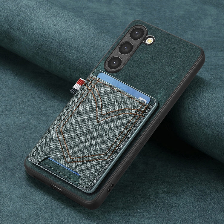 For Samsung Galaxy S25+ 5G Denim Texture Leather Skin Phone Case with Card Slot(Green) - Galaxy S25+ 5G Cases by PMC Jewellery | Online Shopping South Africa | PMC Jewellery | Buy Now Pay Later Mobicred