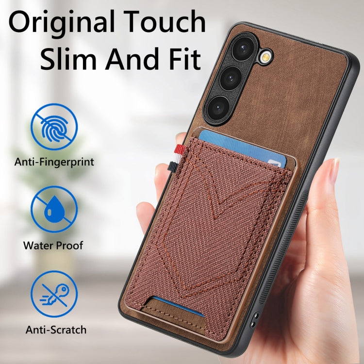 For Samsung Galaxy S25 Ultra 5G Denim Texture Leather Skin Phone Case with Card Slot(Brown) - Galaxy S25 Ultra 5G Cases by PMC Jewellery | Online Shopping South Africa | PMC Jewellery | Buy Now Pay Later Mobicred