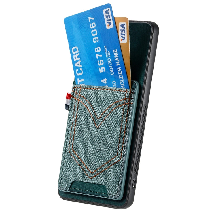 For Samsung Galaxy S25 Ultra 5G Denim Texture Leather Skin Phone Case with Card Slot(Green) - Galaxy S25 Ultra 5G Cases by PMC Jewellery | Online Shopping South Africa | PMC Jewellery | Buy Now Pay Later Mobicred
