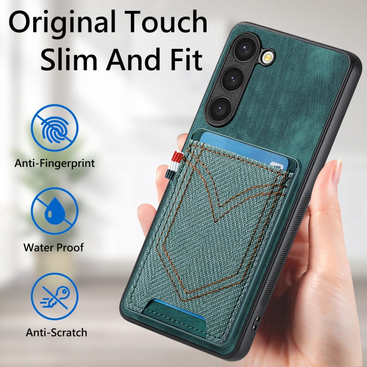 For Samsung Galaxy S25 Ultra 5G Denim Texture Leather Skin Phone Case with Card Slot(Green) - Galaxy S25 Ultra 5G Cases by PMC Jewellery | Online Shopping South Africa | PMC Jewellery | Buy Now Pay Later Mobicred
