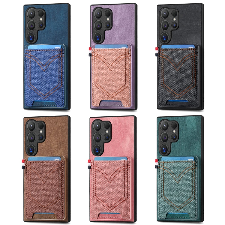 For Samsung Galaxy S25 5G Denim Texture Leather Skin Phone Case with Card Slot(Purple) - Galaxy S25 5G Cases by PMC Jewellery | Online Shopping South Africa | PMC Jewellery | Buy Now Pay Later Mobicred