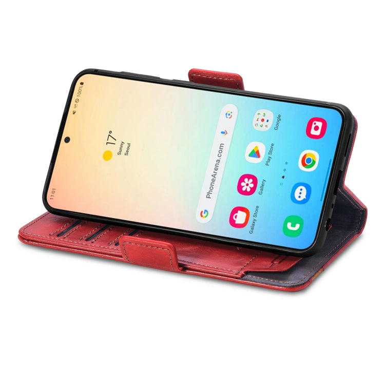For Samsung Galaxy S25+ 5G CaseNeo Splicing Dual Magnetic Buckle Leather Phone Case(Red) - Galaxy S25+ 5G Cases by CaseNeo | Online Shopping South Africa | PMC Jewellery | Buy Now Pay Later Mobicred