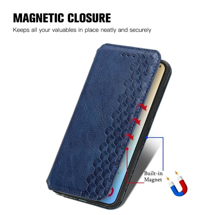 For Samsung Galaxy S25 5G Cubic Grid Pressed Magnetic Leather Phone Case(Blue) - Galaxy S25 5G Cases by PMC Jewellery | Online Shopping South Africa | PMC Jewellery | Buy Now Pay Later Mobicred