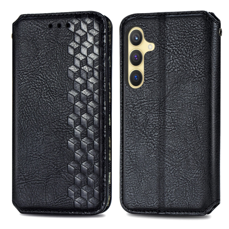 For Samsung Galaxy S25+ 5G Cubic Grid Pressed Magnetic Leather Phone Case(Black) - Galaxy S25+ 5G Cases by PMC Jewellery | Online Shopping South Africa | PMC Jewellery | Buy Now Pay Later Mobicred
