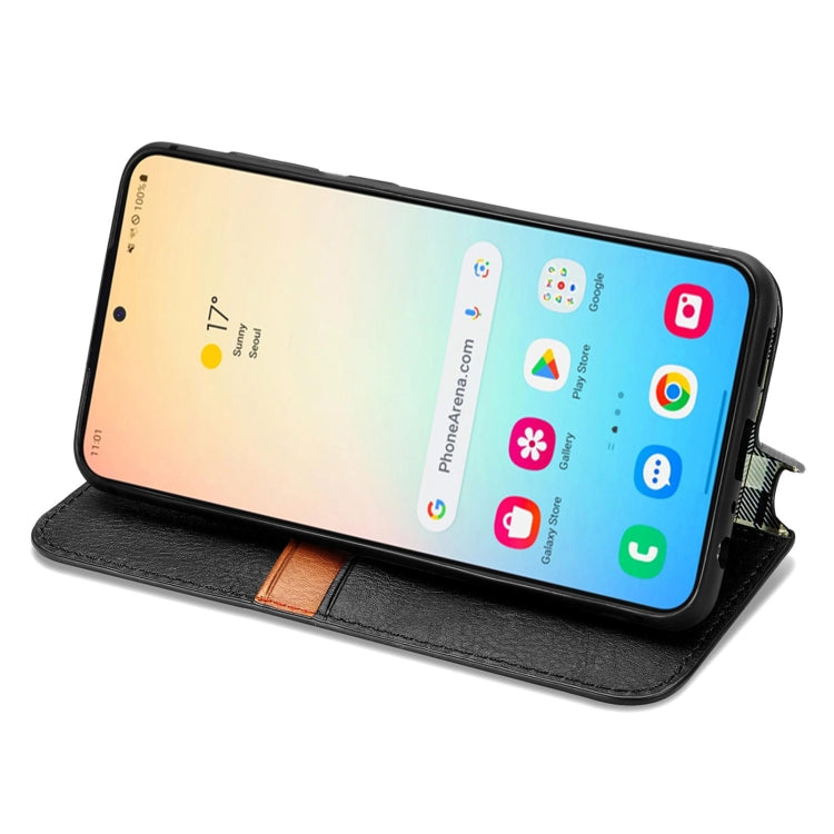 For Samsung Galaxy S25+ 5G Cubic Grid Pressed Magnetic Leather Phone Case(Black) - Galaxy S25+ 5G Cases by PMC Jewellery | Online Shopping South Africa | PMC Jewellery | Buy Now Pay Later Mobicred