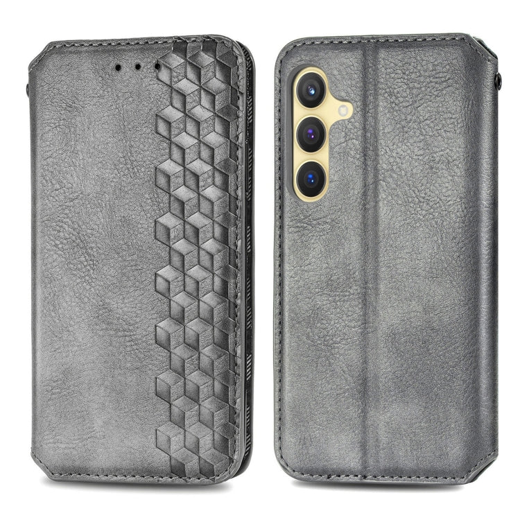 For Samsung Galaxy S25+ 5G Cubic Grid Pressed Magnetic Leather Phone Case(Gray) - Galaxy S25+ 5G Cases by PMC Jewellery | Online Shopping South Africa | PMC Jewellery | Buy Now Pay Later Mobicred