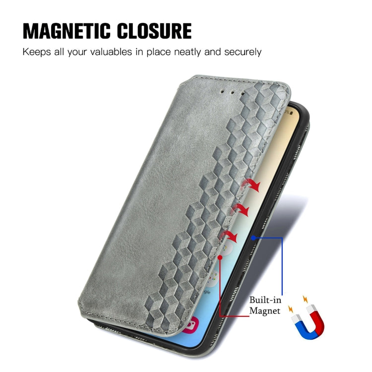 For Samsung Galaxy S25+ 5G Cubic Grid Pressed Magnetic Leather Phone Case(Gray) - Galaxy S25+ 5G Cases by PMC Jewellery | Online Shopping South Africa | PMC Jewellery | Buy Now Pay Later Mobicred