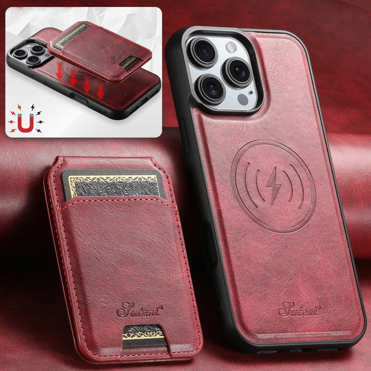 For iPhone 16 Suteni H15 MagSafe Oil Eax Leather Detachable Wallet Back Phone Case(Red) - free shipping - PMC Jewellery - Order now!