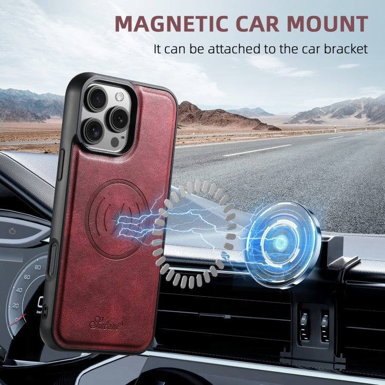 For iPhone 16 Suteni H15 MagSafe Oil Eax Leather Detachable Wallet Back Phone Case(Red) - free shipping - PMC Jewellery - Order now!