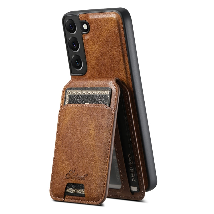 For Samsung Galaxy S22 5G Suteni H15  Oil Eax Leather Detachable Wallet Back Phone Case(Blue) - Galaxy S22 5G Cases by Suteni | Online Shopping South Africa | PMC TechLife | Buy Now Pay Later Mobicred