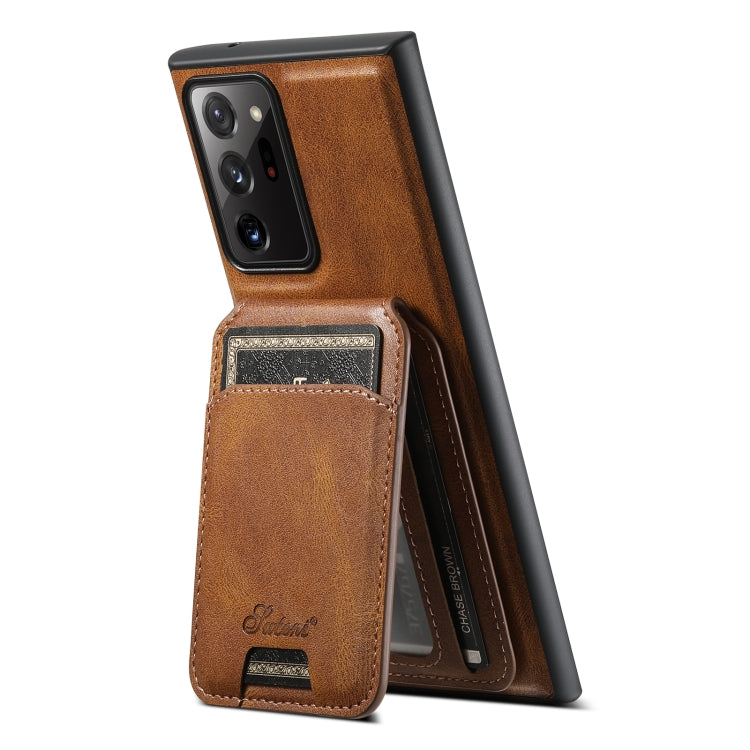 For Samsung Galaxy Note20 5G Suteni H15  Oil Eax Leather Detachable Wallet Back Phone Case(Brown) - Galaxy Note20 Cases by Suteni | Online Shopping South Africa | PMC TechLife | Buy Now Pay Later Mobicred