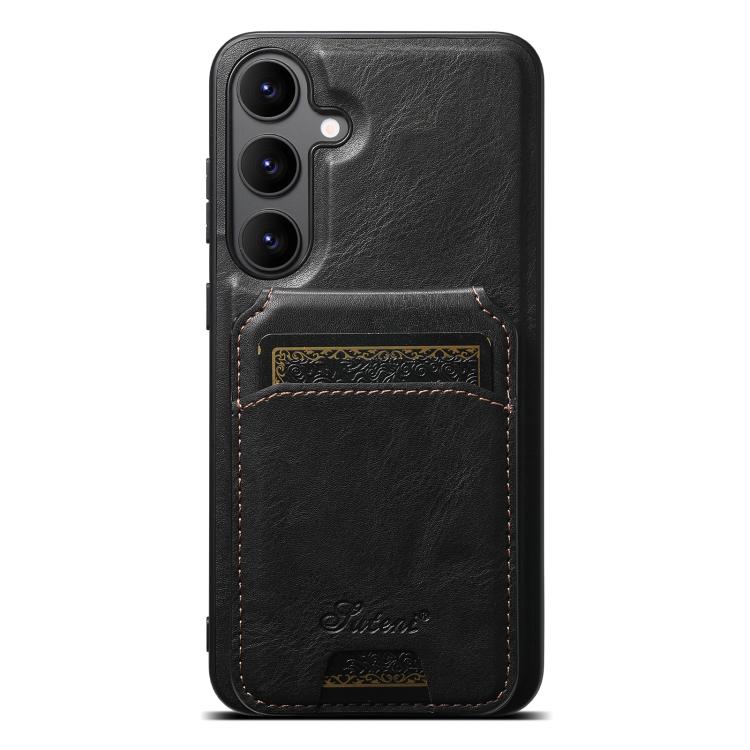 For Samsung Galaxy S25 5G Suteni H15  Oil Eax Leather Detachable Wallet Back Phone Case(Black) - Galaxy S25 5G Cases by Suteni | Online Shopping South Africa | PMC TechLife | Buy Now Pay Later Mobicred