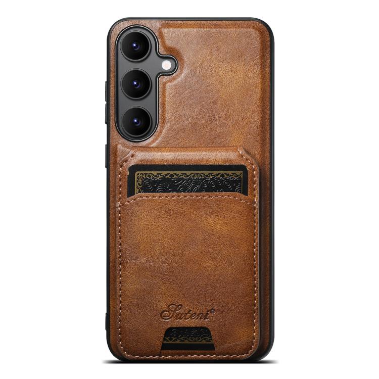 For Samsung Galaxy S25 5G Suteni H15  Oil Eax Leather Detachable Wallet Back Phone Case(Brown) - Galaxy S25 5G Cases by Suteni | Online Shopping South Africa | PMC TechLife | Buy Now Pay Later Mobicred