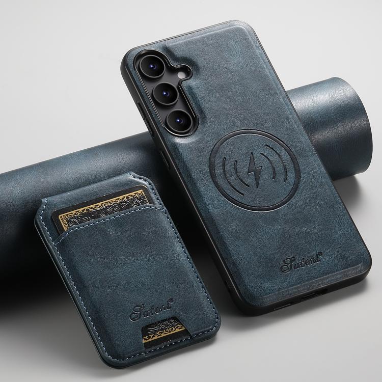For Samsung Galaxy S25 5G Suteni H15  Oil Eax Leather Detachable Wallet Back Phone Case(Blue) - Galaxy S25 5G Cases by Suteni | Online Shopping South Africa | PMC TechLife | Buy Now Pay Later Mobicred