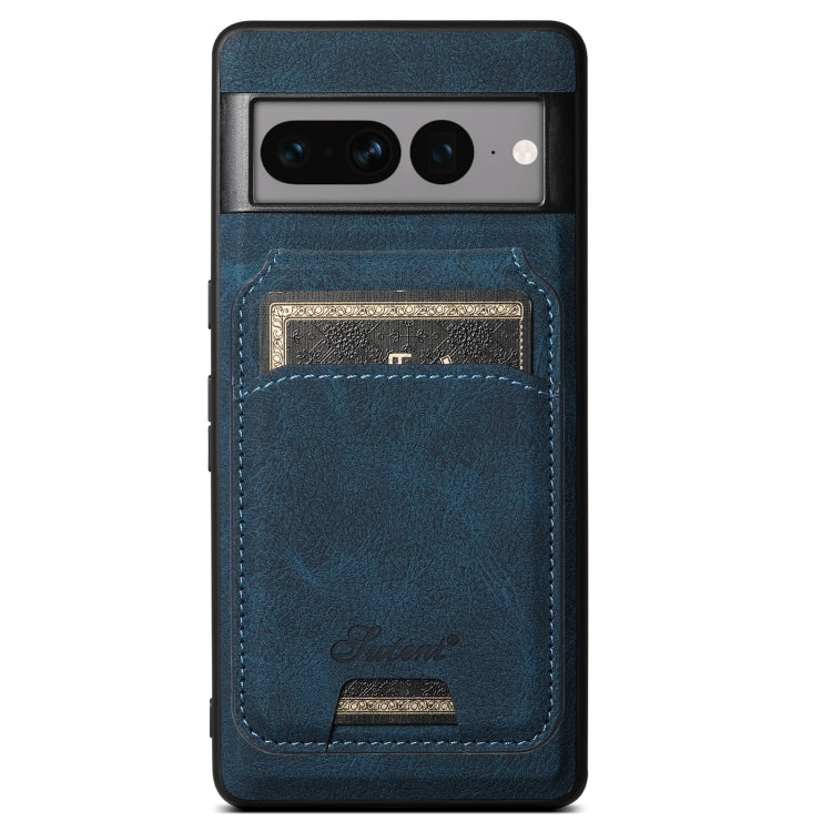 For Google Pixel 7a Suteni H16 Litchi Texture Leather Detachable Wallet Back Phone Case(Blue) - Google Cases by Suteni | Online Shopping South Africa | PMC TechLife | Buy Now Pay Later Mobicred
