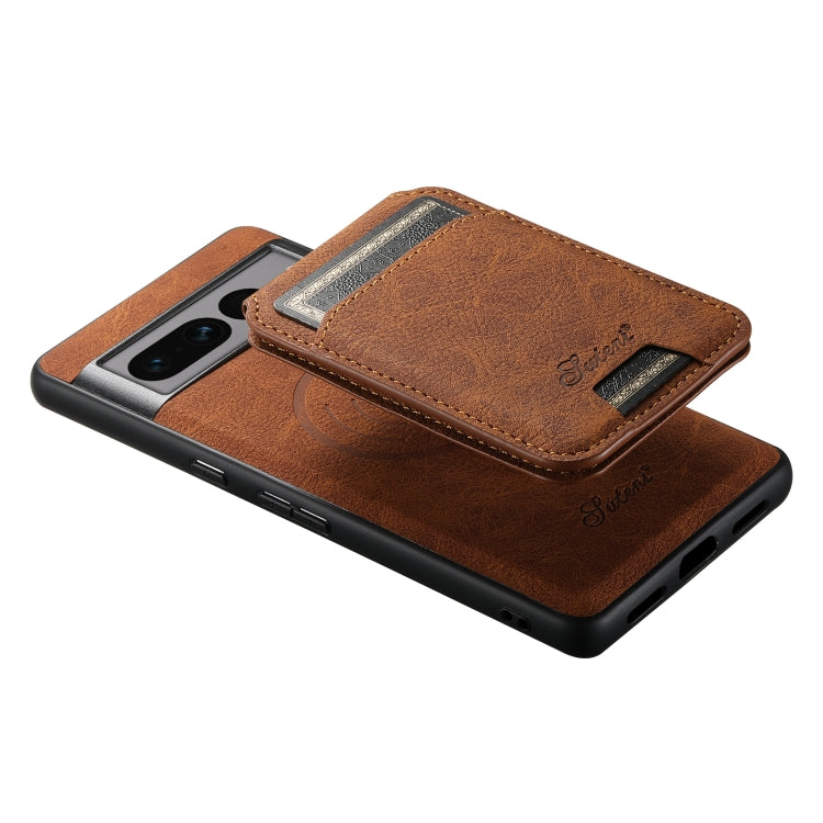 For Google Pixel 7 Pro Suteni H16 Litchi Texture Leather Detachable Wallet Back Phone Case(Brown) - Google Cases by Suteni | Online Shopping South Africa | PMC TechLife | Buy Now Pay Later Mobicred