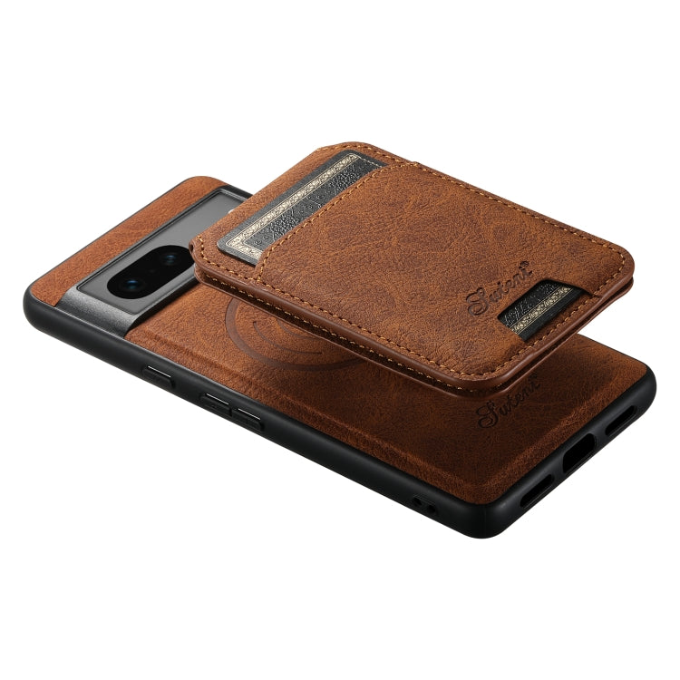 For Google Pixel 7 Suteni H16 Litchi Texture Leather Detachable Wallet Back Phone Case(Brown) - Google Cases by Suteni | Online Shopping South Africa | PMC TechLife | Buy Now Pay Later Mobicred