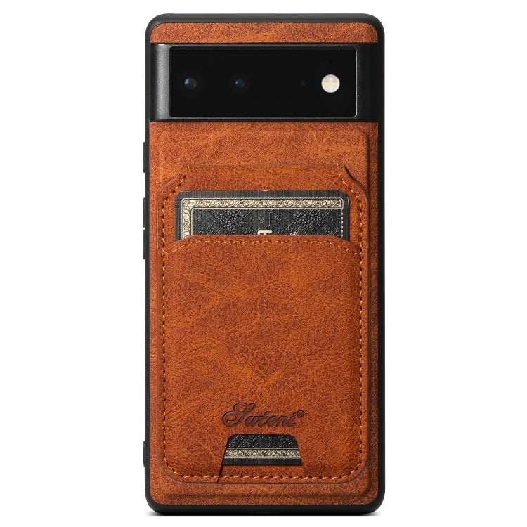 For Google Pixel 6a Suteni H16 Litchi Texture Leather Detachable Wallet Back Phone Case(Khaki) - Google Cases by Suteni | Online Shopping South Africa | PMC TechLife | Buy Now Pay Later Mobicred
