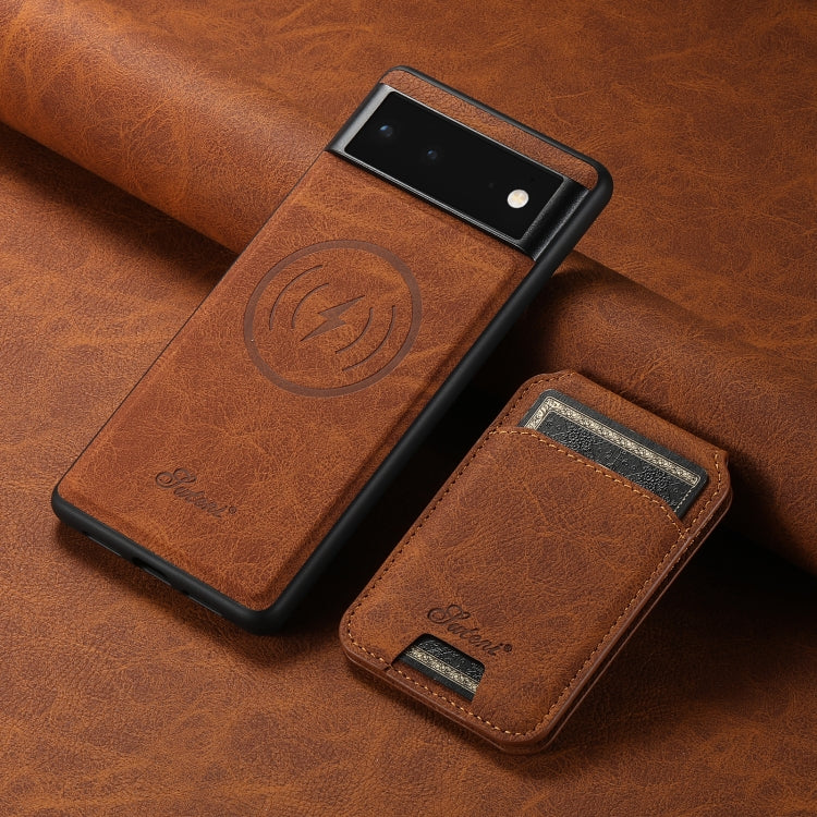 For Google Pixel 6 Pro Suteni H16 Litchi Texture Leather Detachable Wallet Back Phone Case(Brown) - Google Cases by Suteni | Online Shopping South Africa | PMC TechLife | Buy Now Pay Later Mobicred