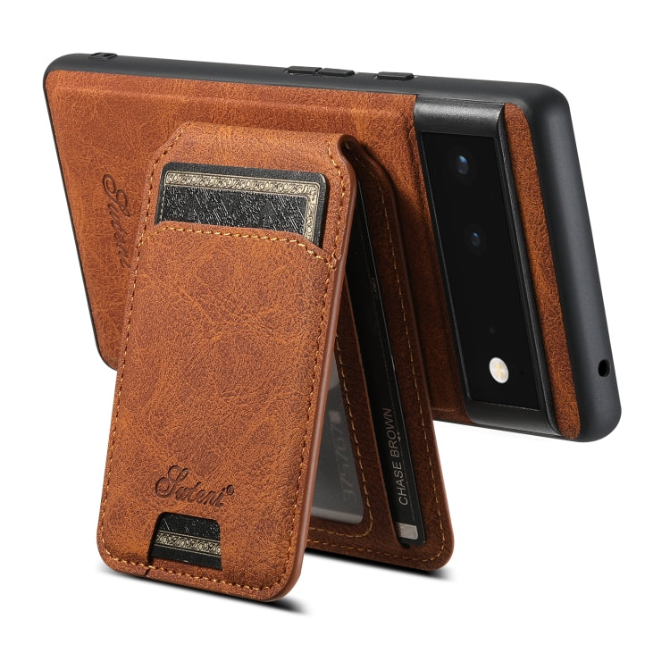 For Google Pixel 6 Pro Suteni H16 Litchi Texture Leather Detachable Wallet Back Phone Case(Brown) - Google Cases by Suteni | Online Shopping South Africa | PMC TechLife | Buy Now Pay Later Mobicred