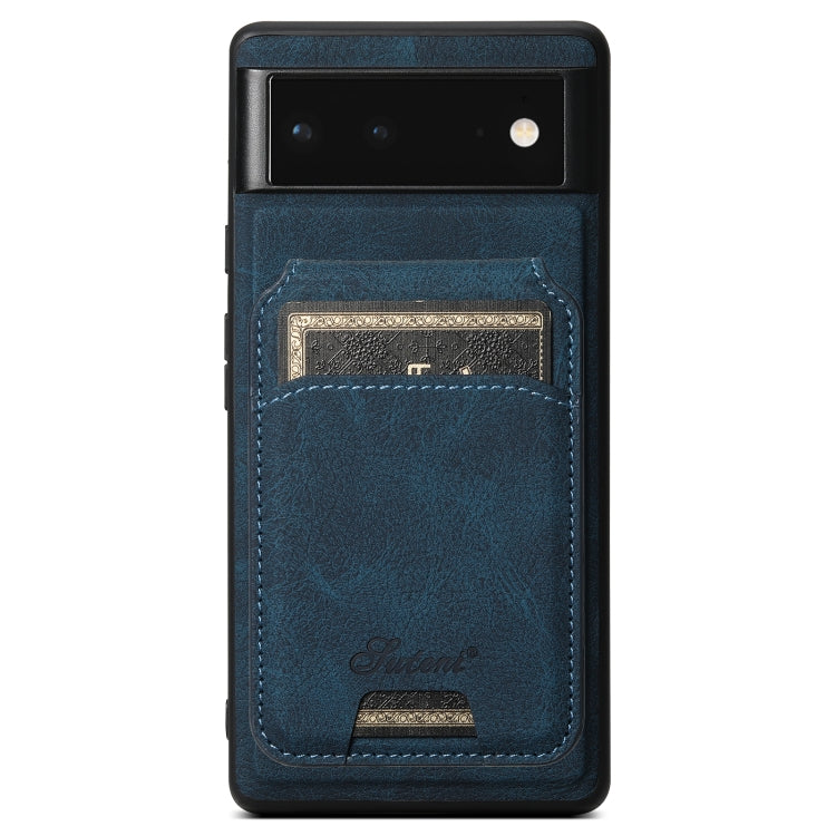 For Google Pixel 6 Pro Suteni H16 Litchi Texture Leather Detachable Wallet Back Phone Case(Blue) - Google Cases by Suteni | Online Shopping South Africa | PMC TechLife | Buy Now Pay Later Mobicred