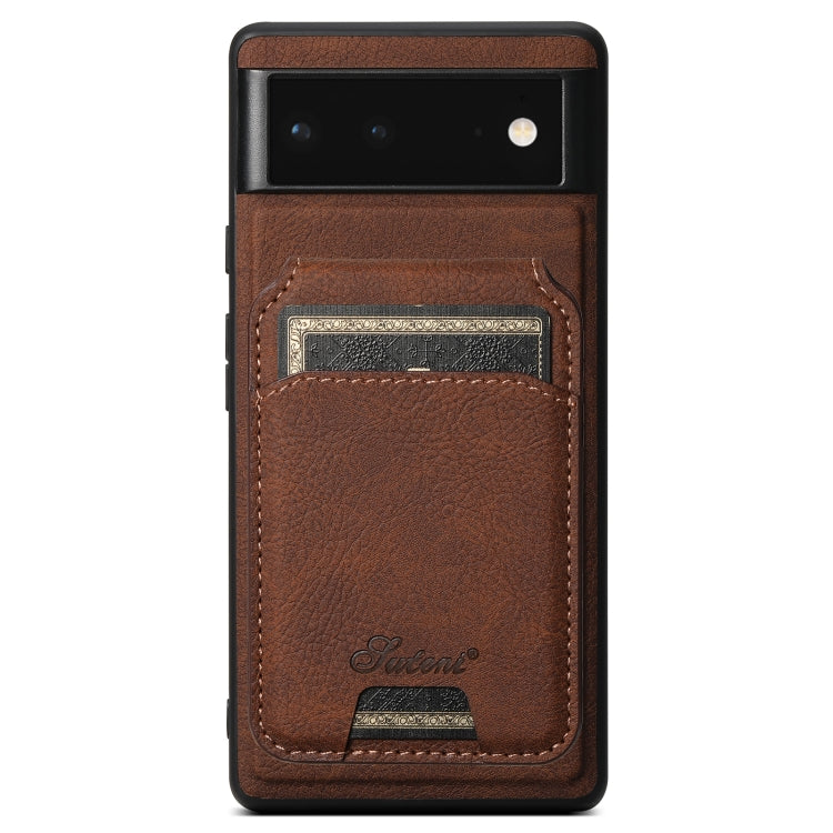 For Google Pixel 6 Suteni H16 Litchi Texture Leather Detachable Wallet Back Phone Case(Brown) - Google Cases by Suteni | Online Shopping South Africa | PMC TechLife | Buy Now Pay Later Mobicred