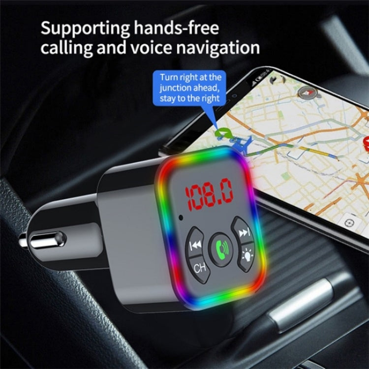 Colorful light Car Hands-free Call Bluetooth Receiver Support U Disk MP3 Player - Bluetooth Car Kits by PMC TechLife | Online Shopping South Africa | PMC TechLife | Buy Now Pay Later Mobicred