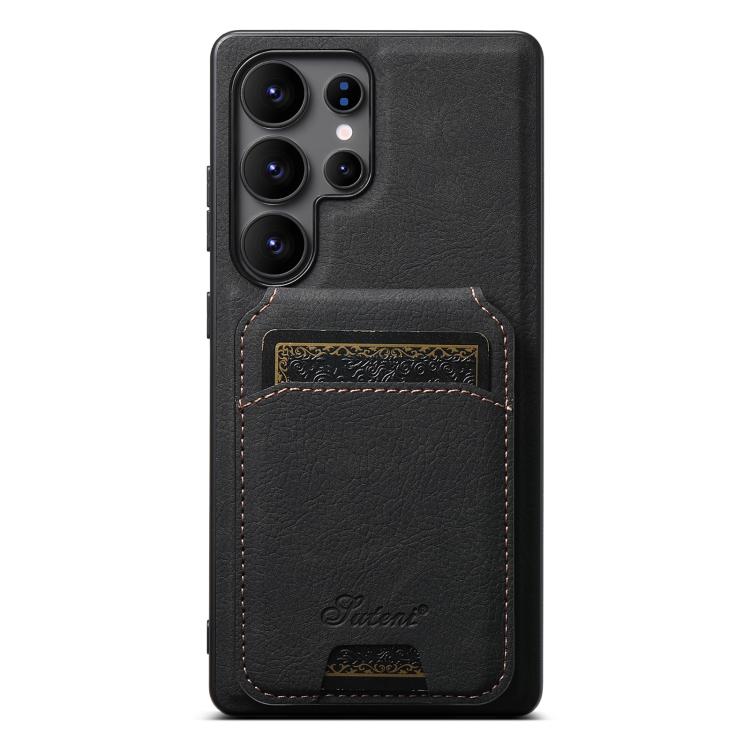 For Samsung Galaxy S25 Ultra 5G Suteni H16 Litchi Texture Leather Detachable Wallet Back Phone Case(Black) - Galaxy S25 Ultra 5G Cases by Suteni | Online Shopping South Africa | PMC TechLife | Buy Now Pay Later Mobicred