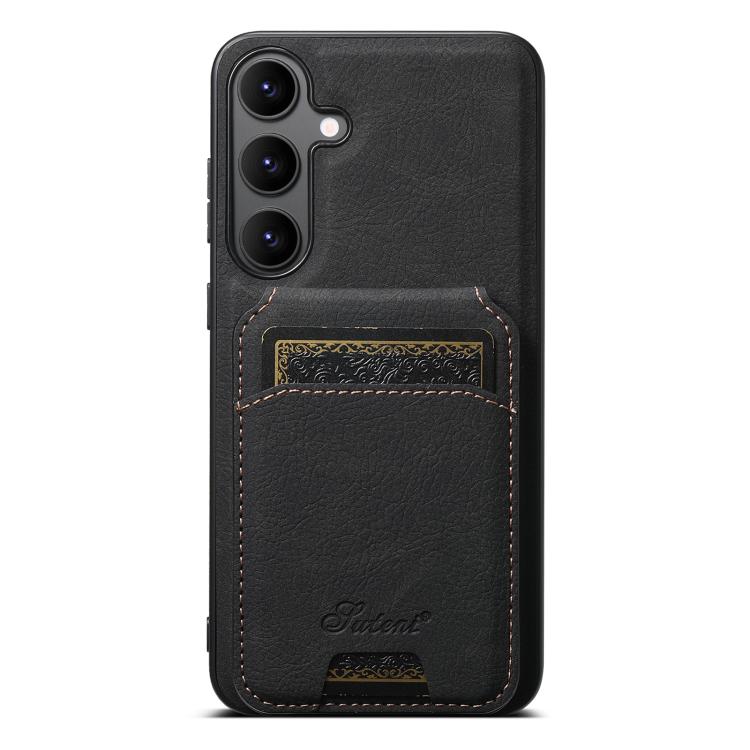 For Samsung Galaxy S25+ 5G Suteni H16 Litchi Texture Leather Detachable Wallet Back Phone Case(Black) - Galaxy S25+ 5G Cases by Suteni | Online Shopping South Africa | PMC TechLife | Buy Now Pay Later Mobicred