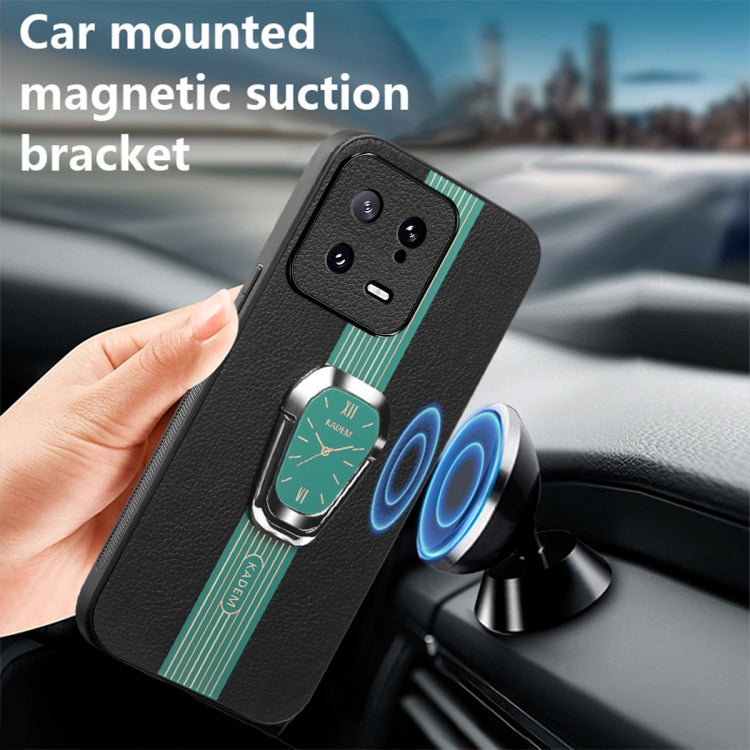 For Xiaomi 13 Magnetic Litchi Leather Back Phone Case with Holder(Green) - free shipping - PMC TechLife - Order now!