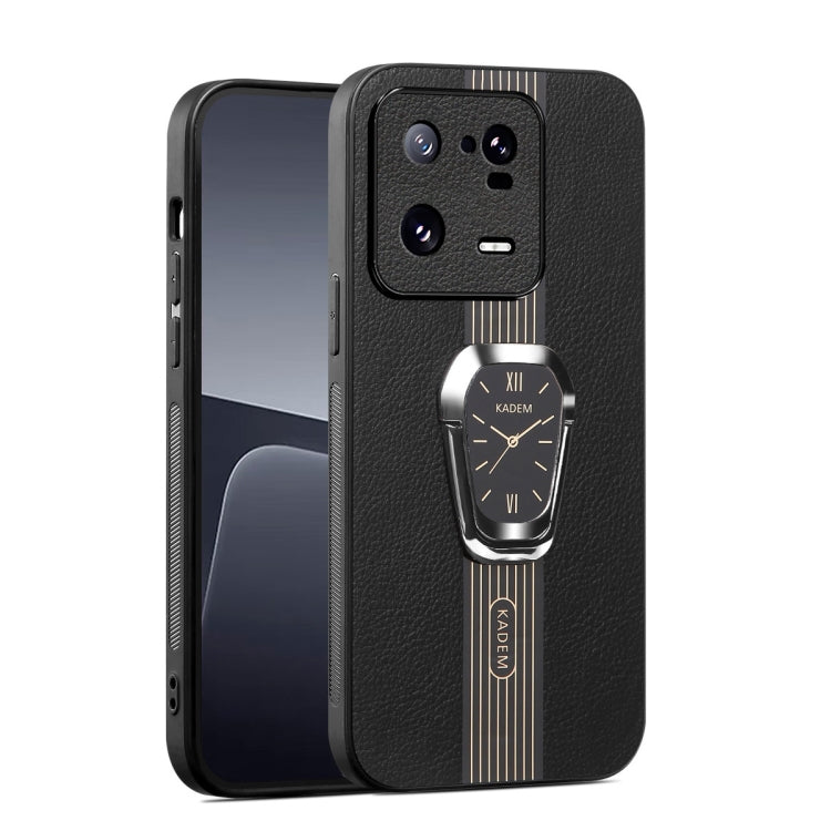 For Xiaomi 13 Pro Magnetic Litchi Leather Back Phone Case with Holder(Black) - Xiaomi Cases by PMC TechLife | Online Shopping South Africa | PMC TechLife | Buy Now Pay Later Mobicred