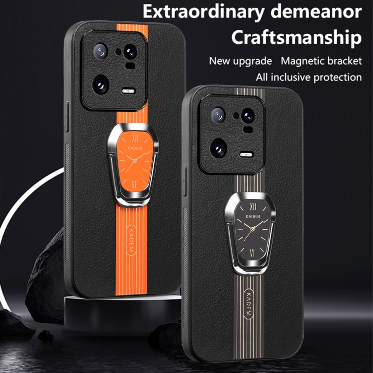 For Xiaomi 13 Pro Magnetic Litchi Leather Back Phone Case with Holder(Black) - Xiaomi Cases by PMC TechLife | Online Shopping South Africa | PMC TechLife | Buy Now Pay Later Mobicred