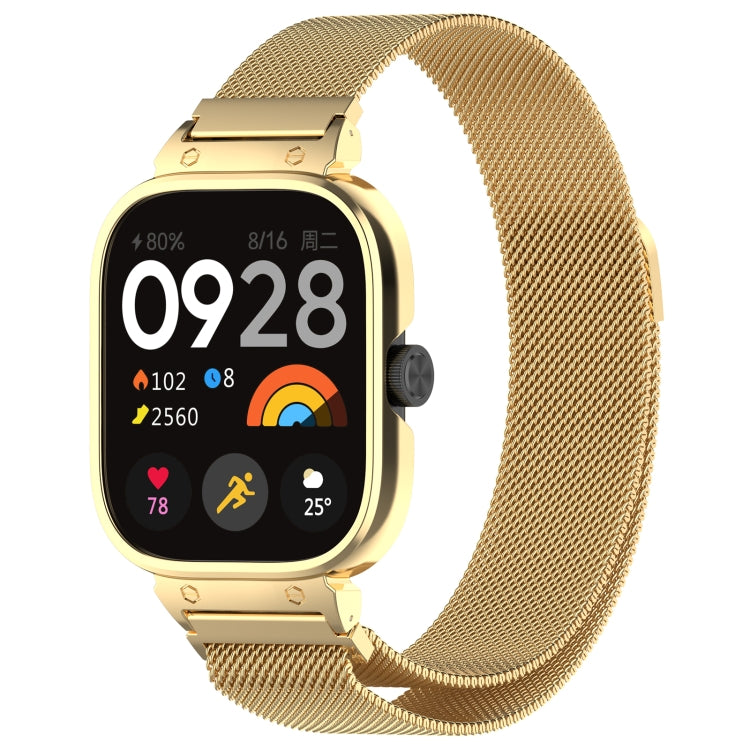 For Redmi Watch 4 Milan Magnetic Steel Mesh Watch Band + Watch Metal Frame(Gold) - free shipping - PMC TechLife - Order now!