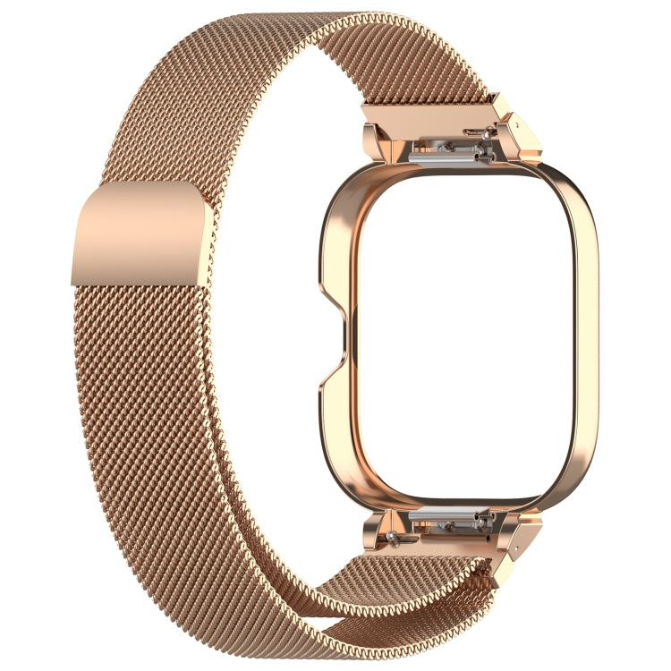 For Redmi Watch 4 Milan Magnetic Steel Mesh Watch Band + Watch Metal Frame(Rose Gold) - free shipping - PMC TechLife - Order now!
