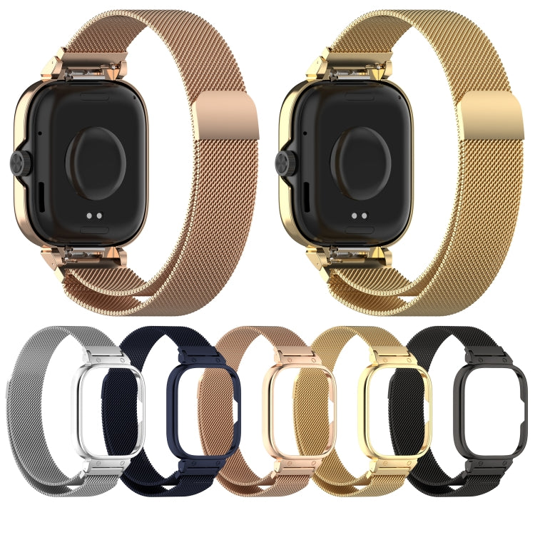 For Redmi Watch 4 Milan Magnetic Steel Mesh Watch Band + Watch Metal Frame(Gold) - free shipping - PMC TechLife - Order now!