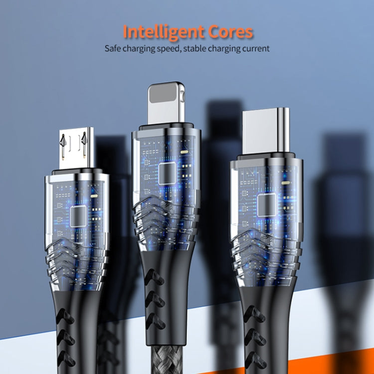 ENKAY 3-in-1 6A USB to Type-C / 8 Pin / Micro USB Multifunction Fast Charging Cable, Cable Length:2m(Grey) - free shipping - PMC Jewellery - Order now!