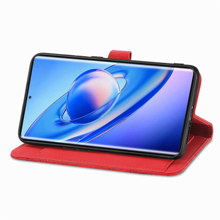 For Blackview A200 Pro Embossed Flower Zipper Leather Phone Case(Red) - More Brand by PMC TechLife | Online Shopping South Africa | PMC TechLife