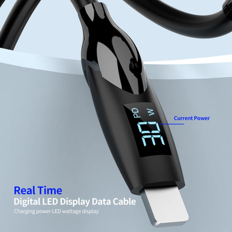 ENKAY PD30W Type-C to 8 Pin Fast Charging Data Silicone Cable with LED Display, Length:1m(Black) - free shipping - PMC Jewellery - Order now!