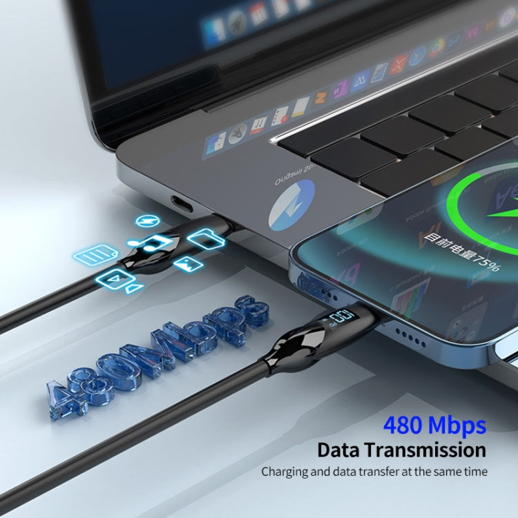 ENKAY PD30W Type-C to 8 Pin Fast Charging Data Silicone Cable with LED Display, Length:1m(Black) - free shipping - PMC Jewellery - Order now!