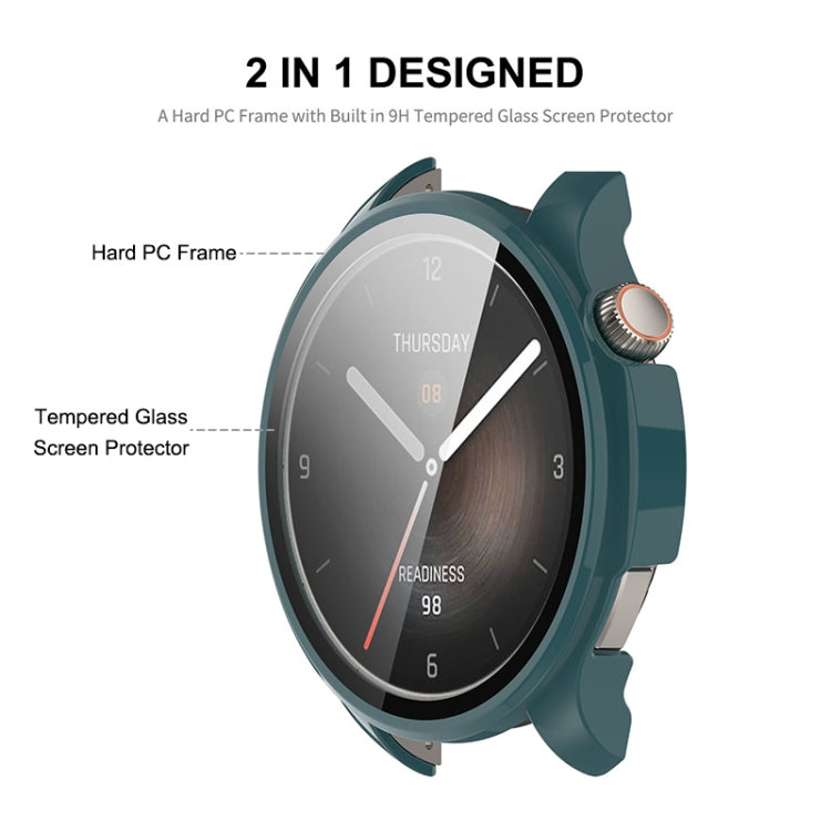 For Amazfit Balance A2286 ENKAY Hat-Prince Full Coverage Tempered Glass Film Integrated PC Watch Case(Dark Blue) - Watch Cases by ENKAY | Online Shopping South Africa | PMC TechLife | Buy Now Pay Later Mobicred
