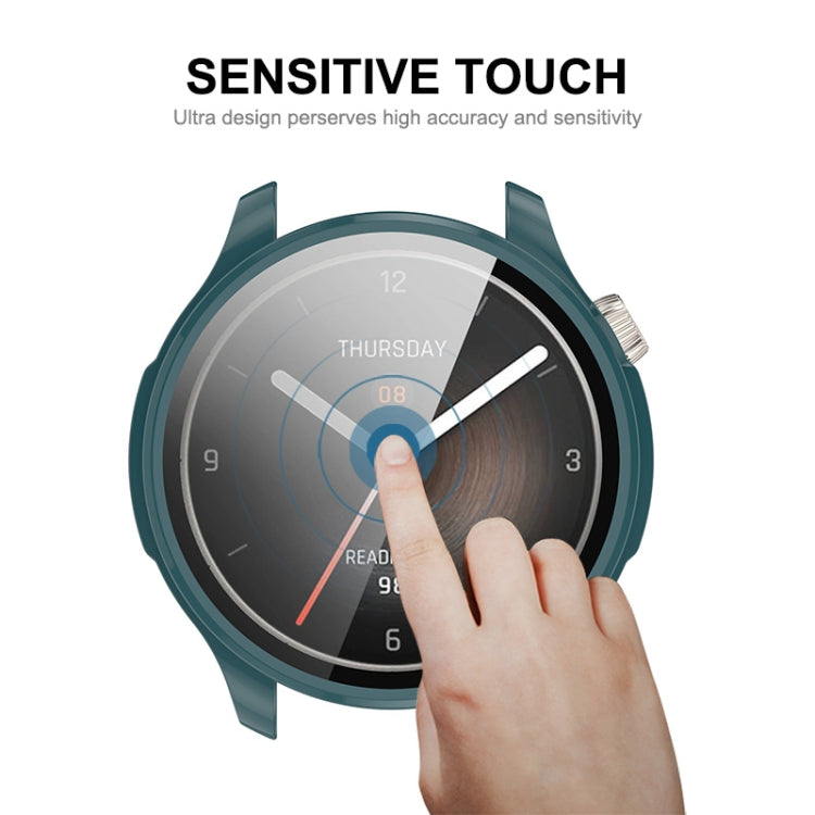 For Amazfit Balance A2286 ENKAY Hat-Prince Full Coverage Tempered Glass Film Integrated PC Watch Case(Dark Blue) - Watch Cases by ENKAY | Online Shopping South Africa | PMC TechLife | Buy Now Pay Later Mobicred