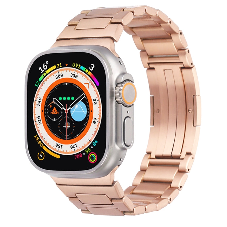 For Apple Watch Series 9 41mm Stainless Steel H-Shaped Fold Buckle Watch Band(Rose Gold) - Watch Bands by PMC TechLife | Online Shopping South Africa | PMC TechLife | Buy Now Pay Later Mobicred