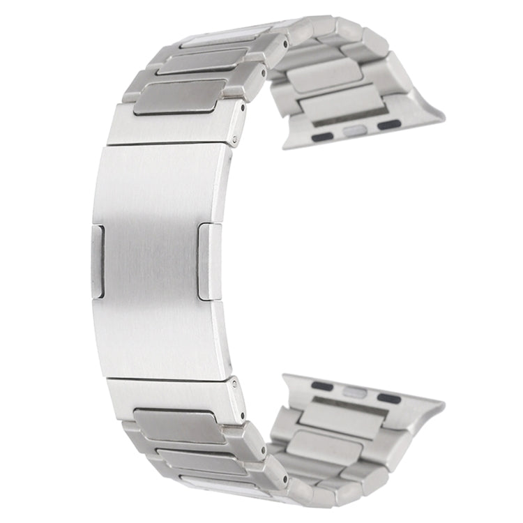 For Apple Watch Series 8 45mm Stainless Steel H-Shaped Fold Buckle Watch Band(Silver) - Watch Bands by PMC TechLife | Online Shopping South Africa | PMC TechLife | Buy Now Pay Later Mobicred