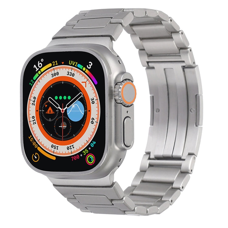 For Apple Watch Series 5 44mm Stainless Steel H-Shaped Fold Buckle Watch Band(Silver) - Watch Bands by PMC TechLife | Online Shopping South Africa | PMC TechLife | Buy Now Pay Later Mobicred