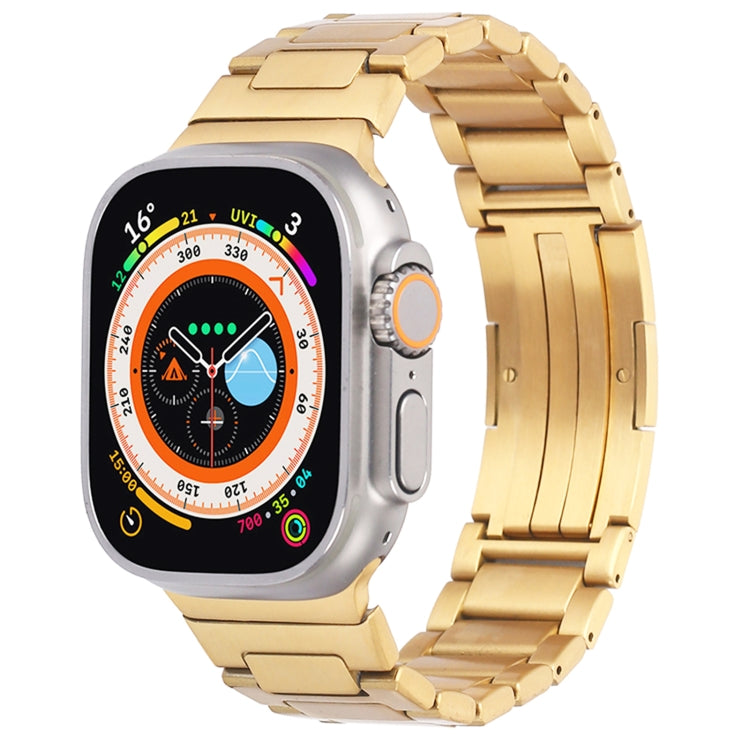 For Apple Watch Series 5 44mm Stainless Steel H-Shaped Fold Buckle Watch Band(Gold) - Watch Bands by PMC TechLife | Online Shopping South Africa | PMC TechLife | Buy Now Pay Later Mobicred